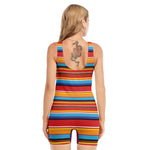 Ethnic Mexican Woven Pattern Print Sleeveless One Piece Swimsuit