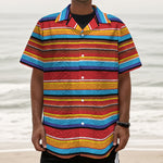 Ethnic Mexican Woven Pattern Print Textured Short Sleeve Shirt