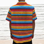 Ethnic Mexican Woven Pattern Print Textured Short Sleeve Shirt