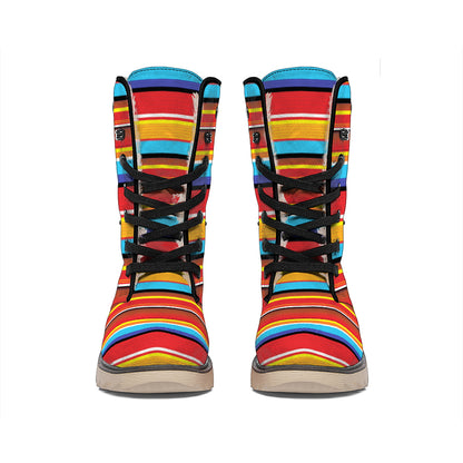 Ethnic Mexican Woven Pattern Print Winter Boots