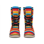 Ethnic Mexican Woven Pattern Print Winter Boots