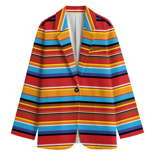 Ethnic Mexican Woven Pattern Print Women's Blazer