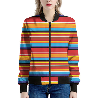 Ethnic Mexican Woven Pattern Print Women's Bomber Jacket
