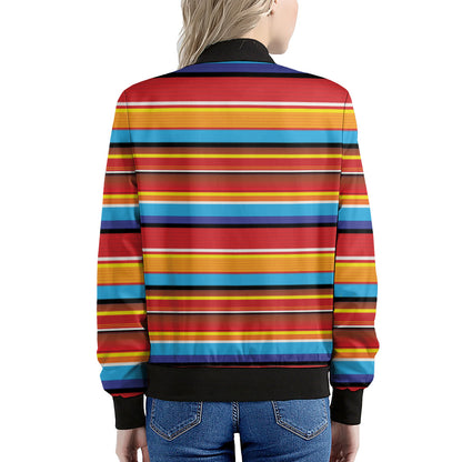 Ethnic Mexican Woven Pattern Print Women's Bomber Jacket