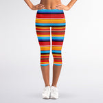 Ethnic Mexican Woven Pattern Print Women's Capri Leggings