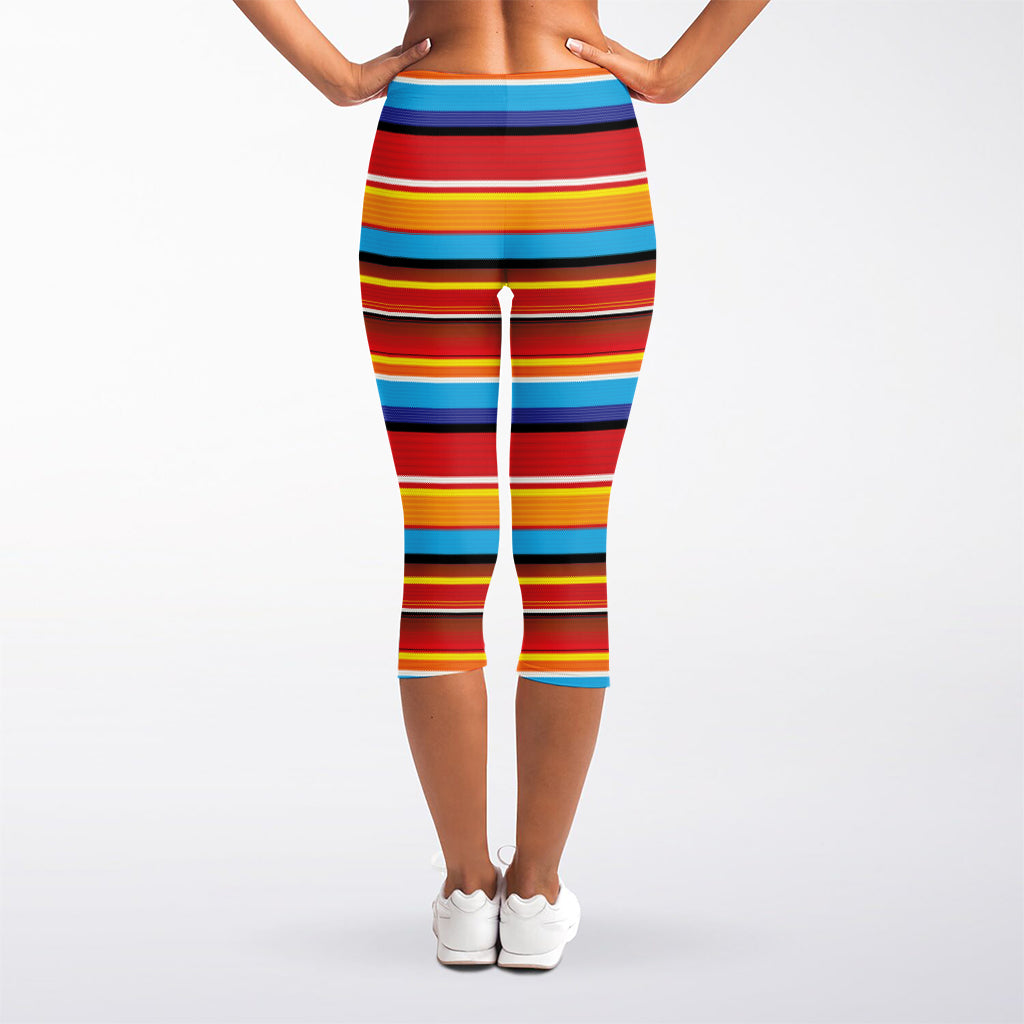Ethnic Mexican Woven Pattern Print Women's Capri Leggings