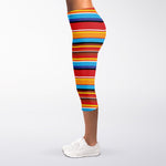 Ethnic Mexican Woven Pattern Print Women's Capri Leggings