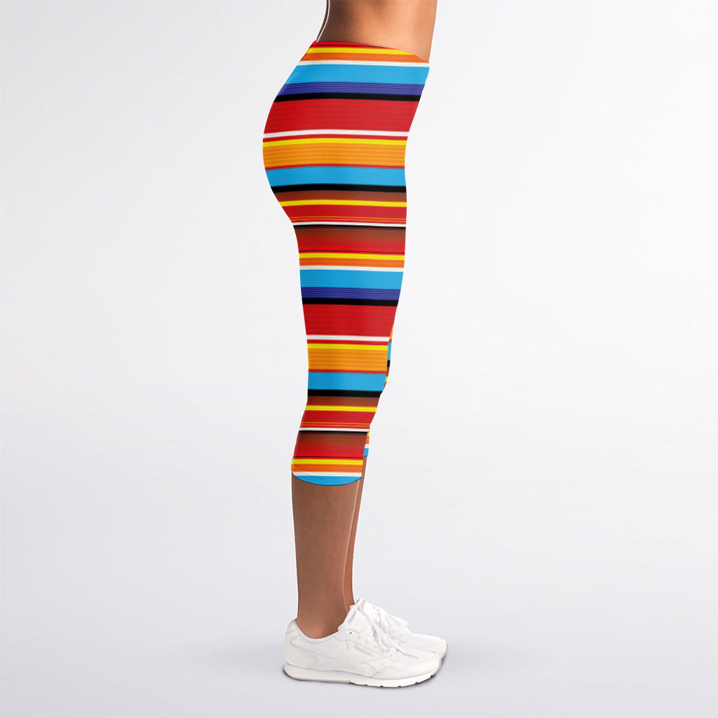 Ethnic Mexican Woven Pattern Print Women's Capri Leggings