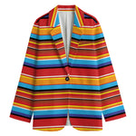Ethnic Mexican Woven Pattern Print Women's Cotton Blazer