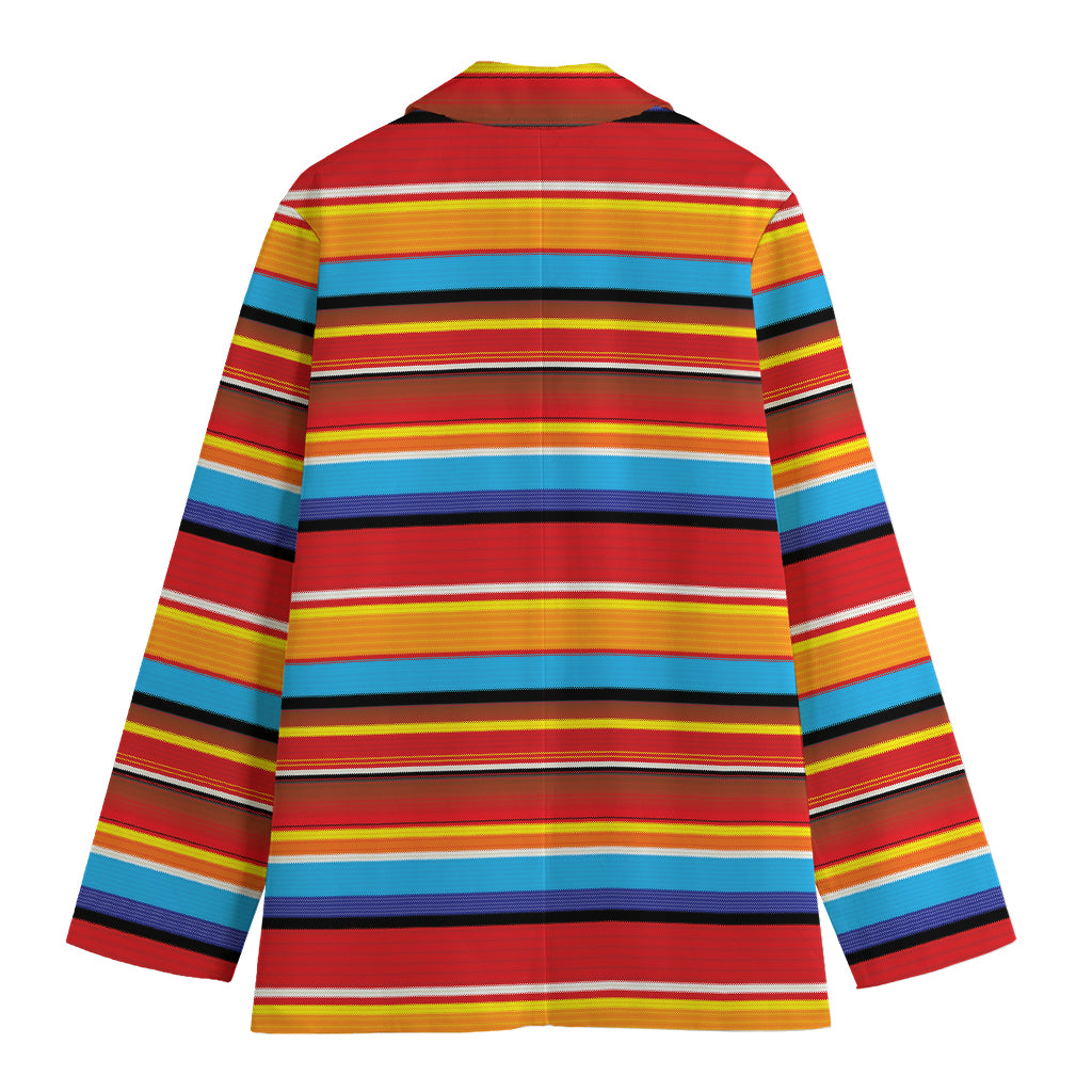 Ethnic Mexican Woven Pattern Print Women's Cotton Blazer