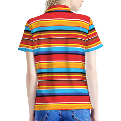 Ethnic Mexican Woven Pattern Print Women's Polo Shirt