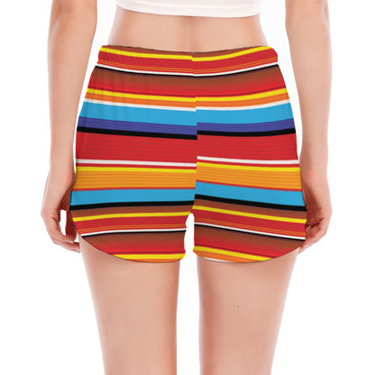 Ethnic Mexican Woven Pattern Print Women's Split Running Shorts