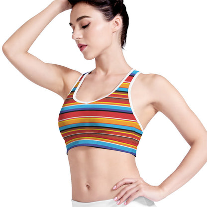 Ethnic Mexican Woven Pattern Print Women's Sports Bra