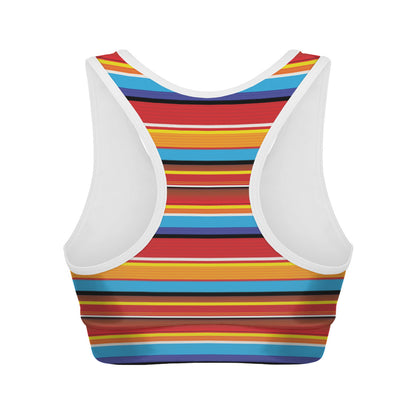 Ethnic Mexican Woven Pattern Print Women's Sports Bra