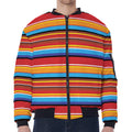 Ethnic Mexican Woven Pattern Print Zip Sleeve Bomber Jacket