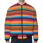 Ethnic Mexican Woven Pattern Print Zip Sleeve Bomber Jacket