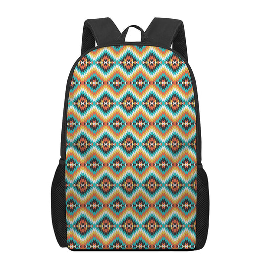 Ethnic Native American Pattern Print 17 Inch Backpack