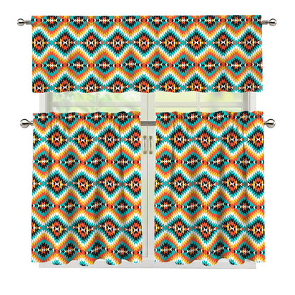 Ethnic Native American Pattern Print 3 Piece Kitchen Curtains