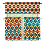 Ethnic Native American Pattern Print 3 Piece Kitchen Curtains