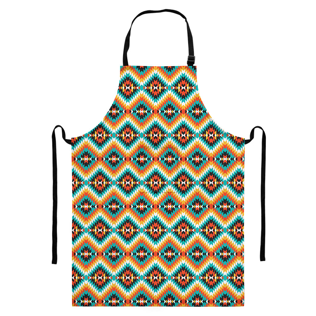 Ethnic Native American Pattern Print Bib Apron With Pocket