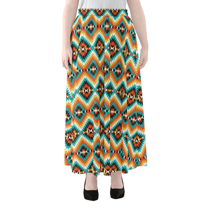 Ethnic Native American Pattern Print Chiffon Maxi Skirt