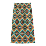 Ethnic Native American Pattern Print Cotton Front Slit Maxi Skirt