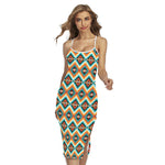 Ethnic Native American Pattern Print Cross Back Cami Dress