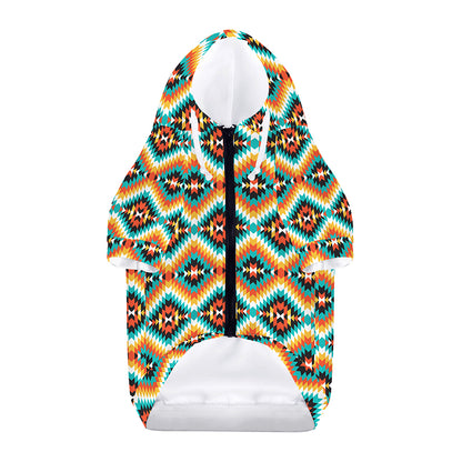 Ethnic Native American Pattern Print Dog Zip Up Hoodie