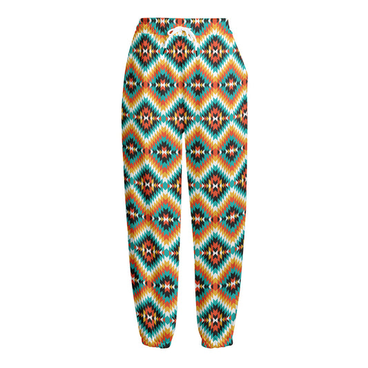 Ethnic Native American Pattern Print Fleece Lined Knit Pants