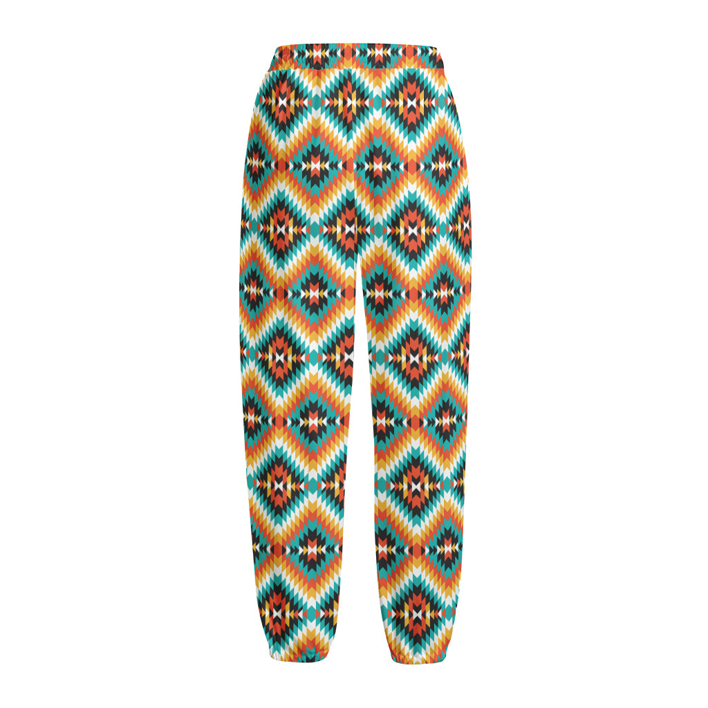 Ethnic Native American Pattern Print Fleece Lined Knit Pants