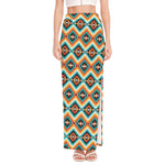 Ethnic Native American Pattern Print High Slit Maxi Skirt