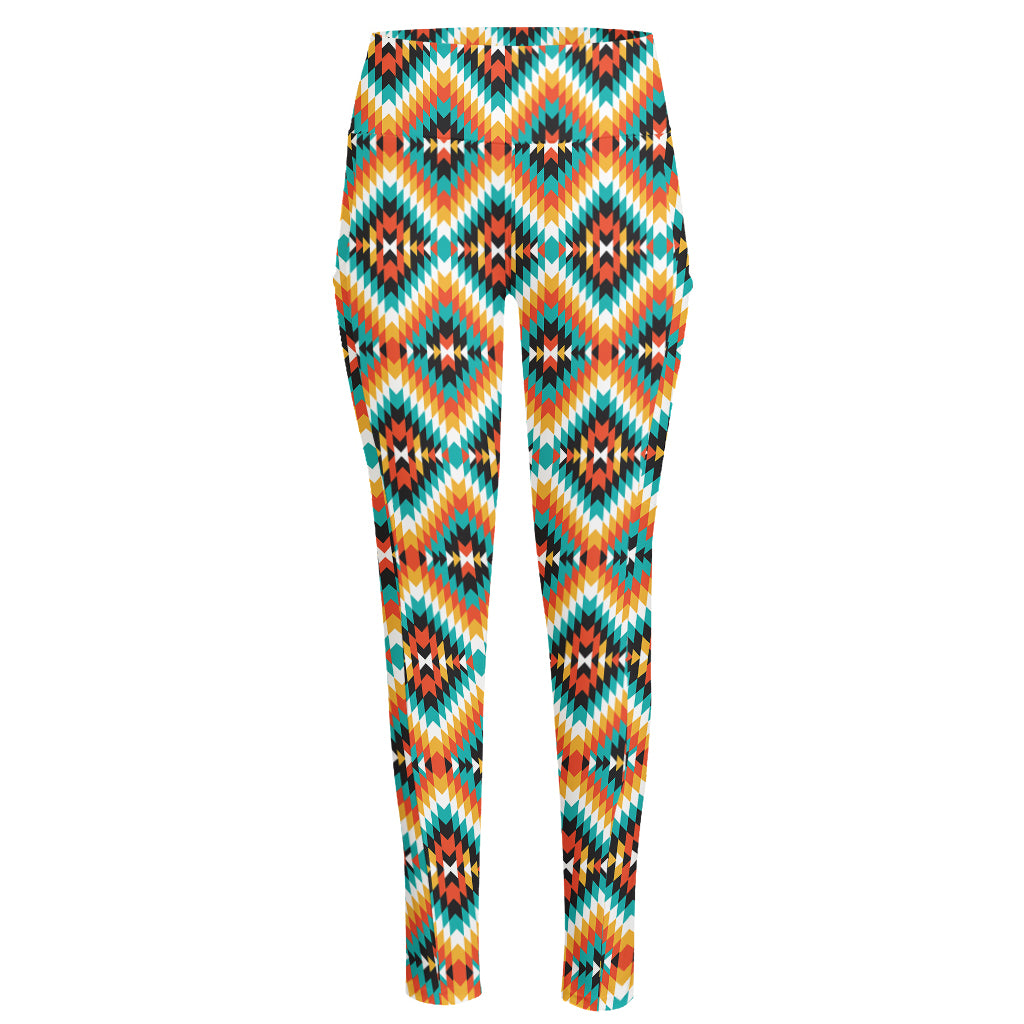 Ethnic Native American Pattern Print High-Waisted Pocket Leggings
