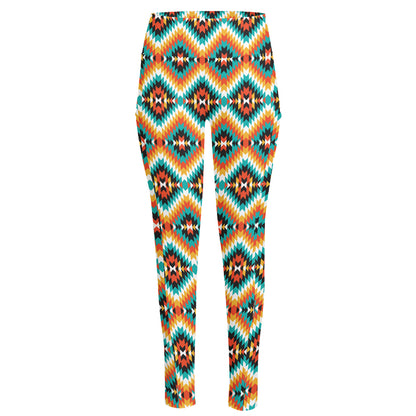 Ethnic Native American Pattern Print High-Waisted Pocket Leggings