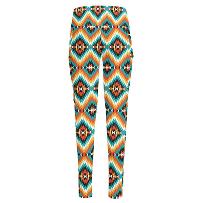 Ethnic Native American Pattern Print High-Waisted Pocket Leggings