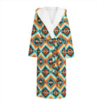 Ethnic Native American Pattern Print Hooded Bathrobe