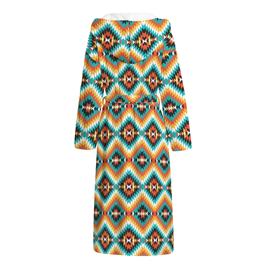 Ethnic Native American Pattern Print Hooded Bathrobe