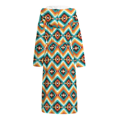Ethnic Native American Pattern Print Hooded Bathrobe