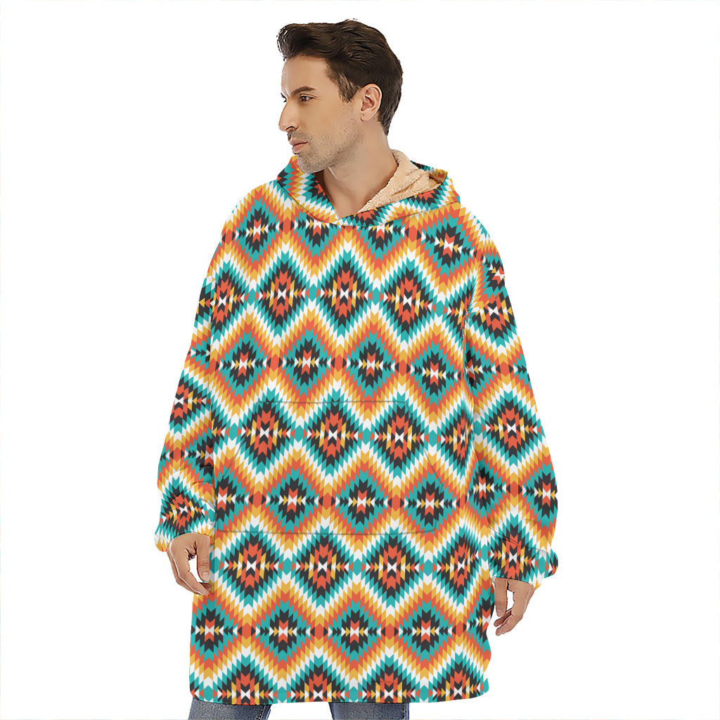Ethnic Native American Pattern Print Hoodie Blanket