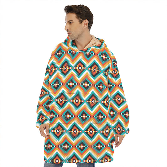 Ethnic Native American Pattern Print Hoodie Blanket