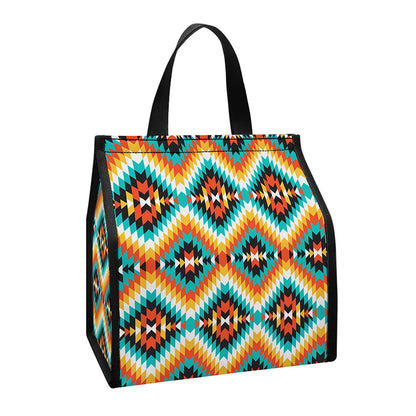 Ethnic Native American Pattern Print Insulated Lunch Tote