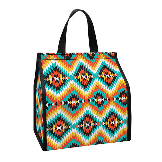 Ethnic Native American Pattern Print Insulated Lunch Tote