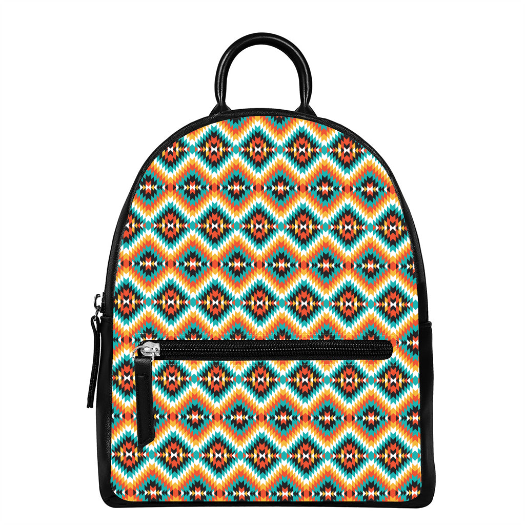 Ethnic Native American Pattern Print Leather Backpack
