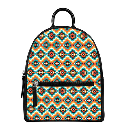 Ethnic Native American Pattern Print Leather Backpack