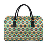 Ethnic Native American Pattern Print Leather Duffle Bag