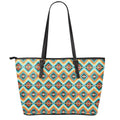 Ethnic Native American Pattern Print Leather Tote Bag With Zipper