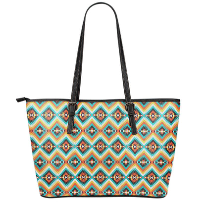Ethnic Native American Pattern Print Leather Tote Bag
