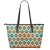 Ethnic Native American Pattern Print Leather Tote Bag