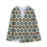 Ethnic Native American Pattern Print Long Sleeve Short Coat