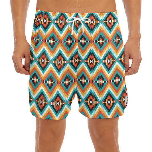 Ethnic Native American Pattern Print Men's Split Running Shorts