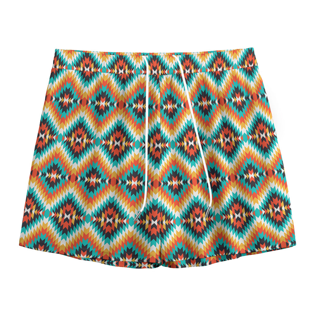Ethnic Native American Pattern Print Mesh Shorts